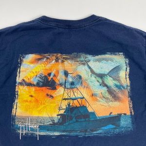 ✨️PRICE DROP✨️ Guy Harvey Graphic Print Navy Crew Neck Long Men's Medium